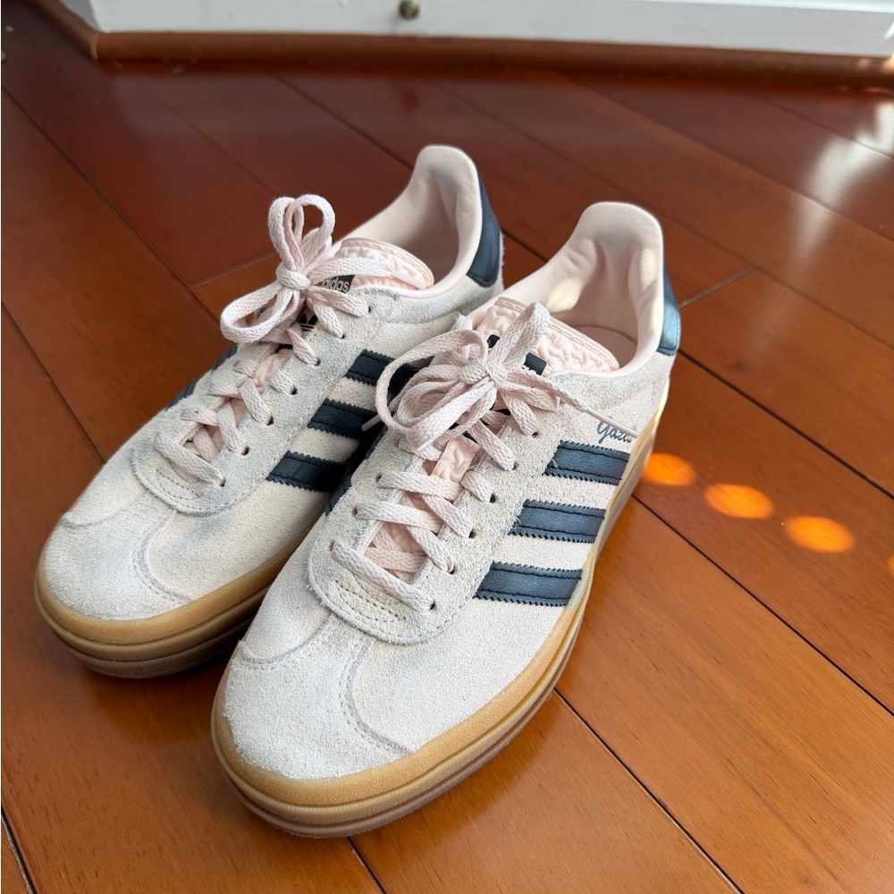 adidas Gazelles Style Suede Sneakers in Light Pink and Navy